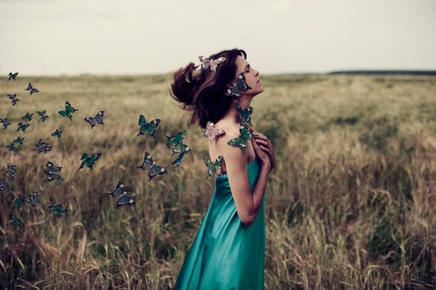 Woman with butterfly