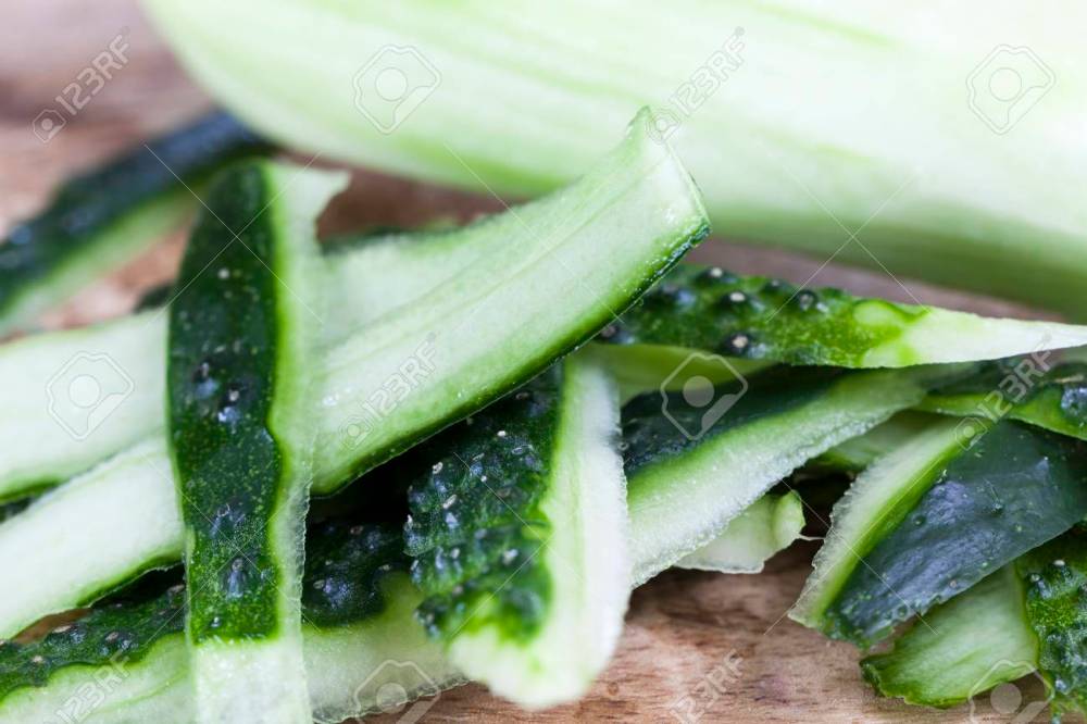 Bark from peeled cucumber.
